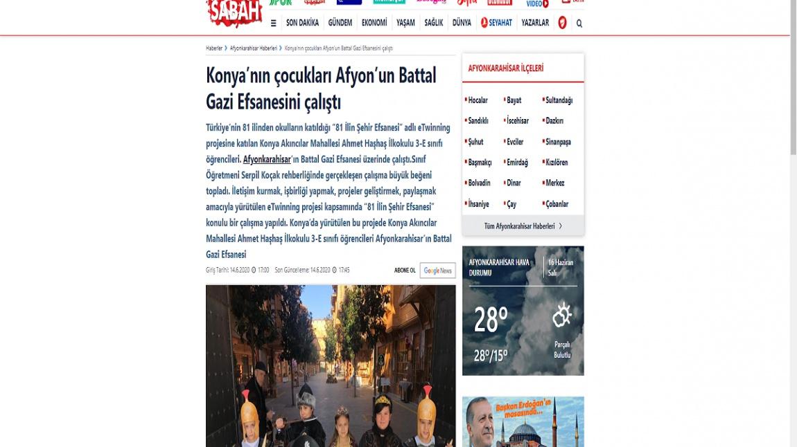 Battal Gazi Efsanesi Projemiz Ulusal ve Yerel Basında